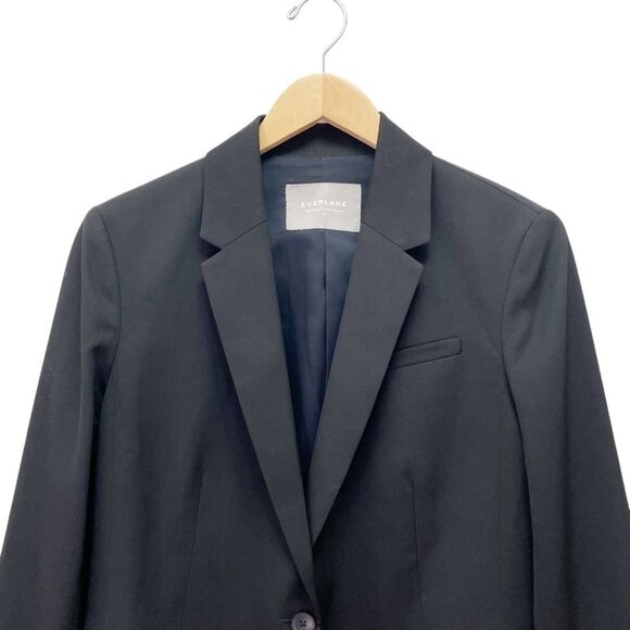 Everlane Womens Black 100% Wool One Button Blazer Size 10 Fully Lined Jacket - Picture 5 of 11